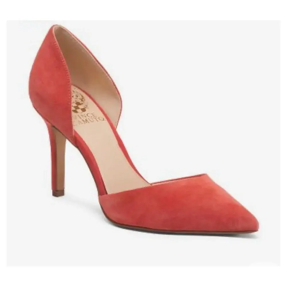 Vince Camuto Baletts Stiletto Pointed Toe Heels Size 9.5 Pink coral Suede NWOB